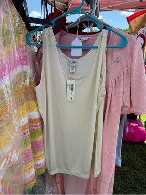 Chico's Shimmering Vanilla Scoop Neck Dress Tank Top